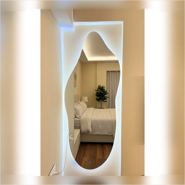 Amoeba Frameless LED Dressing Mirror – 24" x 48" Smart Touch Backlit Mirror