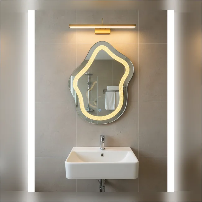 LED 131 - Cloud Shaped Mirror with Crystals – 18" x 24" Smart Touch Wall Mirror with Dimmable Lighting