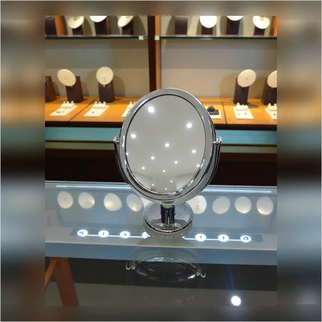 Round Shaped Plastic Body Double Sided Counter Top Mirror